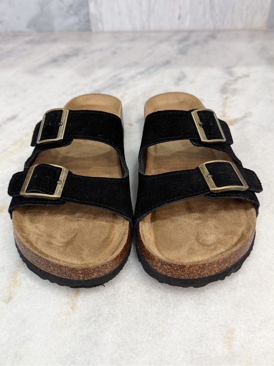 Khombu Shoes - KHOMBU Women’s Black Suede Double Buckle Slide Sandals Size 7